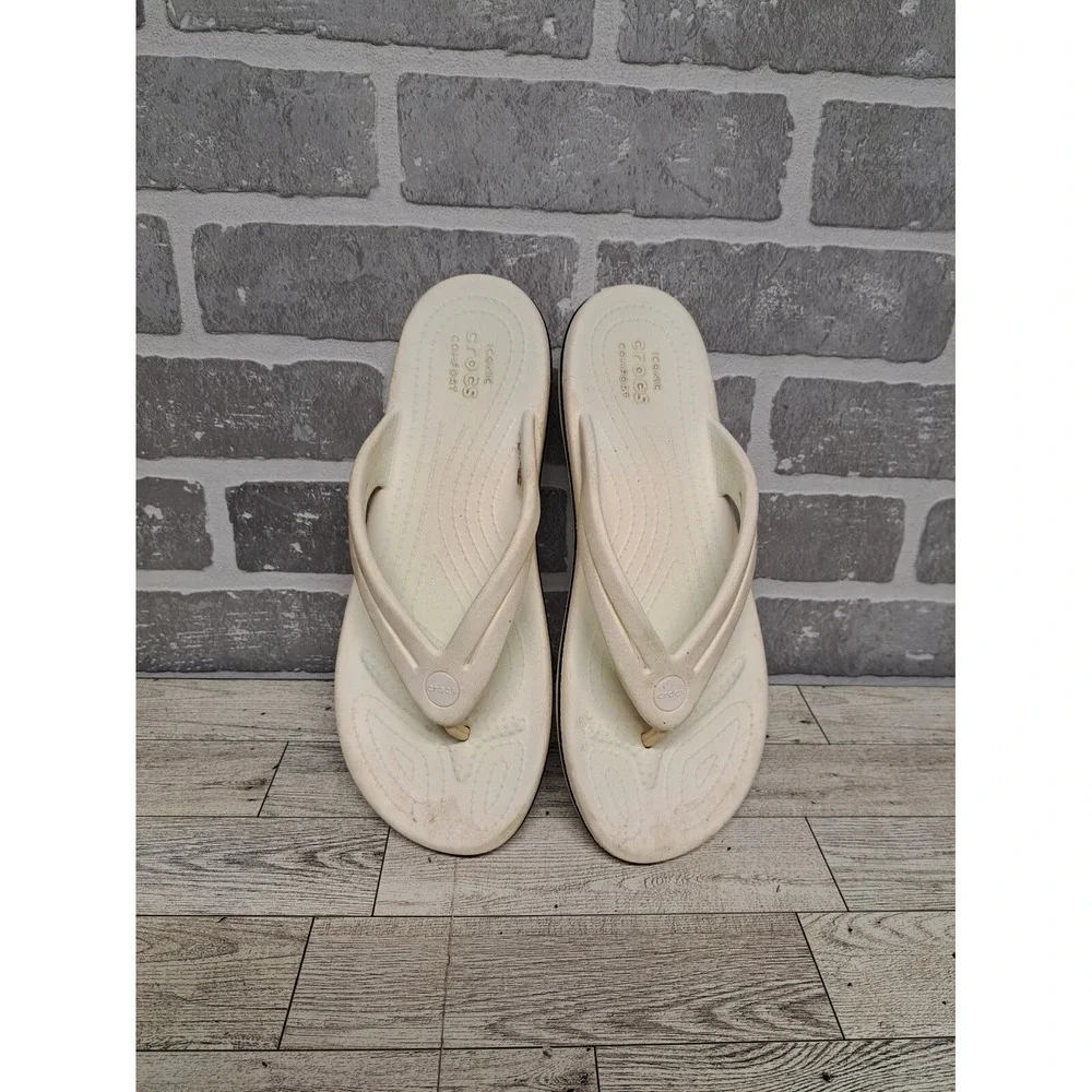 Crocs Crocband Flip Flops‎ Sandals Outdoor Women's White Size 9